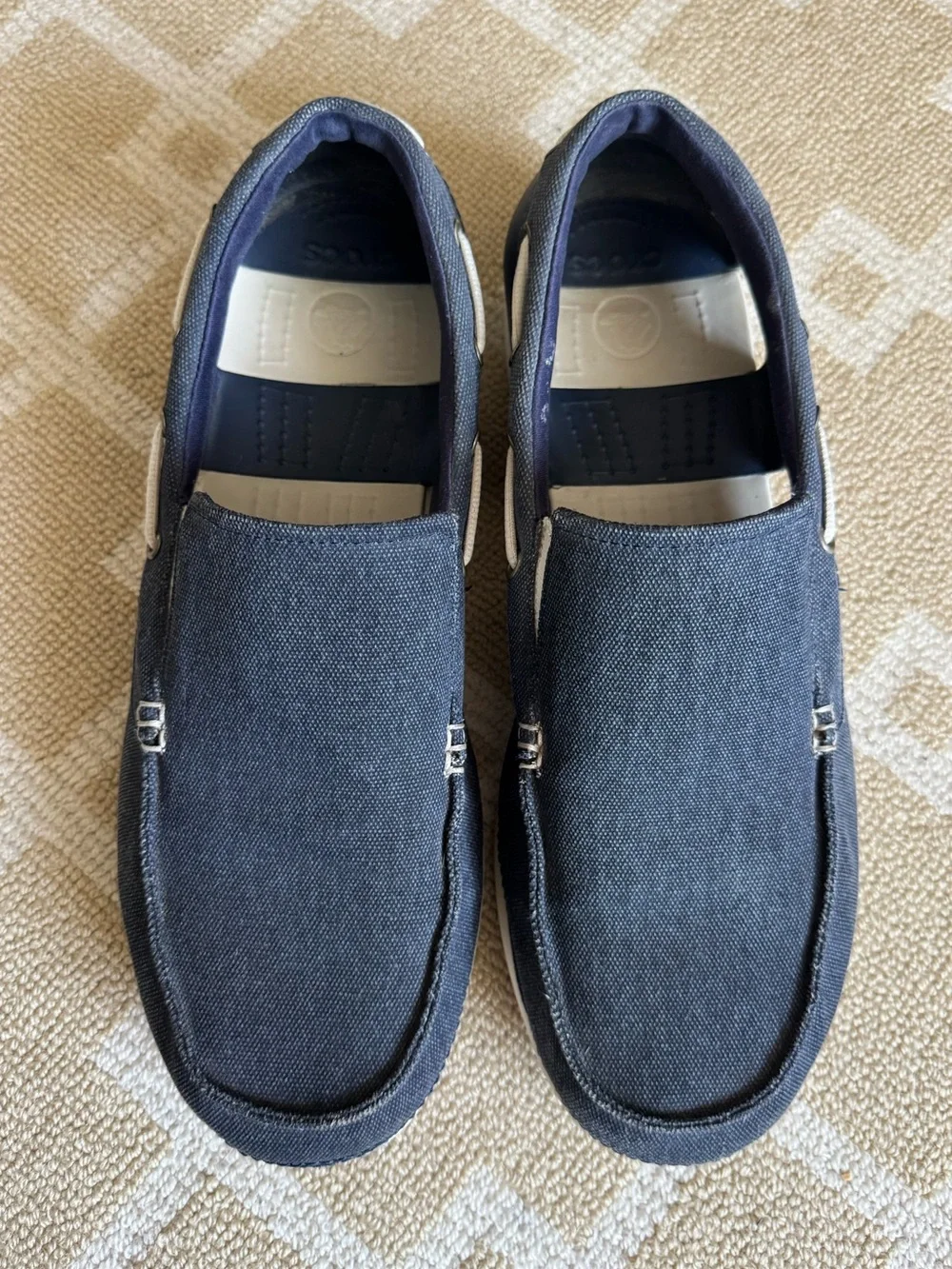 Crocs Santa Cruz Canvas Loafers Slip On Boat Shoes Navy Men’s 13